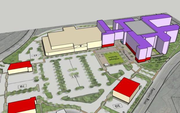 3D Sketch of Kimco proposal for Hickory Ridge Village Center Redevelopment